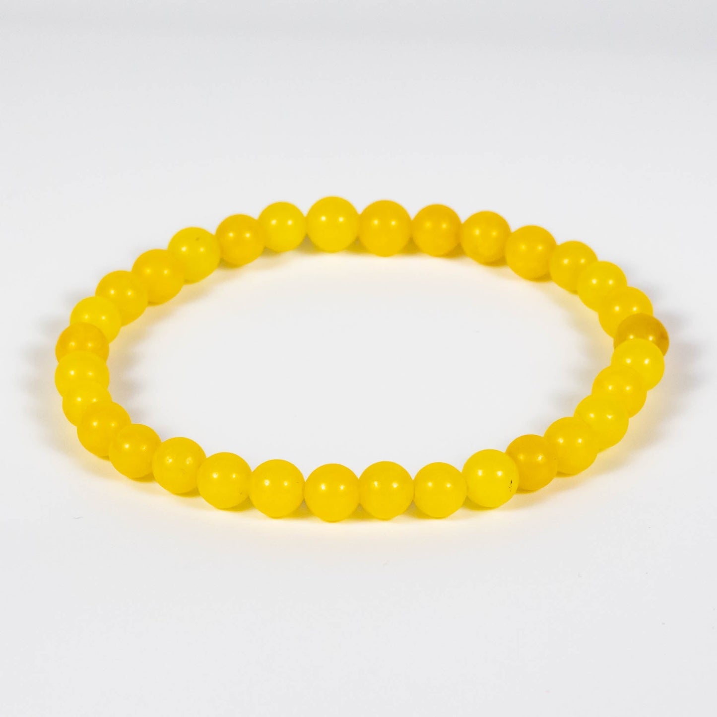 Wholesale 10Pcs Yellow Jade 6mm Round Bead Stretch Gemstone Bracelets